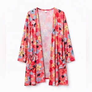 LuLaRoe Caroline Floral Patterned Duster Cardigan with Pockets Size XL